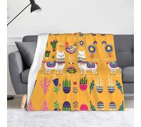 Cartoon Alpaca Cute Animal 60"X50"Soft Flannel Fleece Blanket-Lightweight Warm Single-Sided Printed Throw Blanket For Sofa,Camping,Travel-Anti-Pilling,Machine Washable
