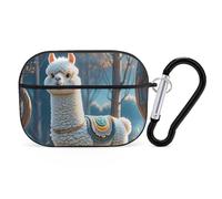 Cartoon Alpaca Cute Animal AirPod Pro Case, Anti Scratch Hard PC Cover with Keychain, AirPod Pro 2nd/1st Case Accessories for Women Men, Black-Style