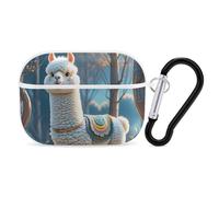 Cartoon Alpaca Cute Animal AirPod Pro Case, Anti Scratch Hard PC Cover with Keychain, AirPod Pro 2nd/1st Case Accessories for Women Men, White-Style