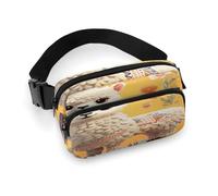 Cartoon Alpaca Cute Animal Fanny Pack Belt Bag with Adjustable Strap Fashion Waist Bag for Outdoor Sports Hiking, white, 20x13cm, Full Printed Waist Bag