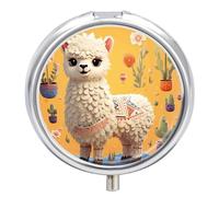 Cartoon Alpaca Cute Animal Pill Box Mini Pill Case Pocket Pill Case for Men Travel Pill Box Cute Pill Organizer 3 Compartment Medicine Pill Organizer Pill Container Pill Holder