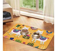 Cartoon Alpaca Cute Animal print Cats Pet Bowl Placemat Pet Feeding Mats for Dogs, Non-Slip PU Leather Tablecloth for Pets