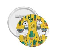 Cartoon Alpaca Cute Animal -Print Custom Round Enamel Pin - Alloy Metal Lapel Badge For Jacket, Bag, Gift Idea.