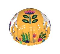 Cartoon Alpaca Cute Animal Print Shower Cap,Elastic And Reusable Bath Hair Hat For Long Hair,Large Waterproof Shower Bonnet,For Women Men Kids