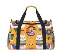 Cartoon Alpaca Cute Animal Print Womens Sports Bags Travel Bag - Gym Tote Bag with Compartment,Duffel Bags for Men,Ladies Holdall,Carry On Weekend Travel Handbags for Women