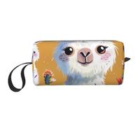 Cartoon Alpaca Cute Animal Printed Travel Makeup Bag Portable Cosmetic Bag Makeup Case Toiletry Handbag Organiser for Women
