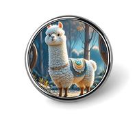 Cartoon Alpaca Cute Animal Round Badge for Men Women, Durable & Stylish Lapel Pins, Lightweight Metal Badges for Shirts, Jackets, Hats