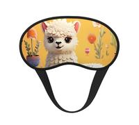 Cartoon Alpaca Cute Animal Sleep Mask for Side Sleeper Soft Breathable Sleeping Eye Mask Blackout Silk Eye Sleep Shade Cover with Elastic Strap Night Blindfold for Women Men Travel Nap