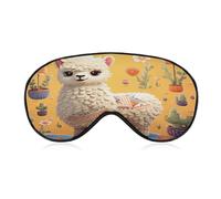 Cartoon Alpaca Cute Animal Sleeping Mask Sleep Mask for Side Sleeper Relaxing Zero Pressure Night Blindfold Light Block-Out Eye Mask for Sleep with Easy Adjustable Strap