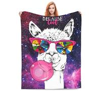 Cartoon Alpaca Llama Sherpa Blanket Soft Warm Galaxy Cosmic Print Funny Llama Flannel Fleece Throw Blanket for Kids Adult Office Gift 50"x60"