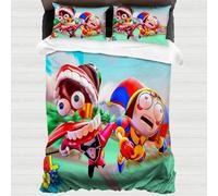 Cartoon Amazing Digital Circus Bed Linen 135 x 200 cm Children's Duvet Cover with Zip - Bedding Sets Bedroom Decoration Set of 3 with 2 Pillowcases (Pomni)