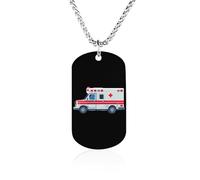 Cartoon Ambulance Car Couples Memorial Necklaces for Women Men Square Titanium Steel Chains Pendant Jewelry Gift