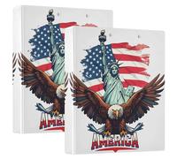 Cartoon America Bald Eagle 3 Ring Binders 1.5 Inch Hold 200 Sheets Cute Folders Notebook Floral Round Ring Planner Binder, 12.4x10.63x2.36inch, 1 Pack