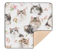 Cartoon American Curl Cats Cute Foldable Baby Play Mat for Indoor Outdoor Cozy Breathable Padded Play Mat for Newborns Babies Infants Toddlers, 50'' x 50''