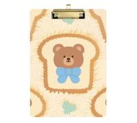 Cartoon and Cute Brown Toast Dog Acrylic clipboard for School Standard Letter A4 Size Acrylic Cute for Police Office Nurse Football Coaches Gold 12x9in Tablas para escribir