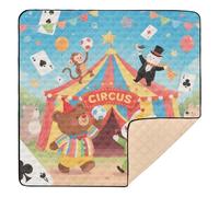 Cartoon and Cute Colorful Circus Soft Padded Thick Play mat for Baby for Indoor Outdoor Waterproof Foldable Activity Gym Mat for Babies Infants Toddlers, 50'' x 50''tapete de gimnasio