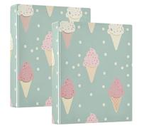 Cartoon and Cute Pink Ice Cream 1.5" Binders for School 3 Ringing with Clipboard Pack of 1/2 Office Binder Supplies Hardcover
