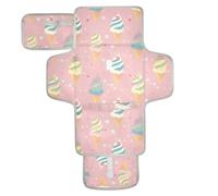 Cartoon and Cute Pink Ice Cream Reusable Portable Changing pad with Tissue Pocket Waterproof Changing pad with Built-in Pillow cambiador de pa?ales para Bebes