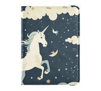 Cartoon and Cute Unicorns Midnight Blue Leather family passport holder for travel Wallet Combo Wallet Passport Holder for women Waterproof