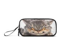 Cartoon Angry Cat 3D Nylon Pencil Bags for Teen Girls Big Capacity Pencil Cases for College Stationery Organizer for Elementary Kids