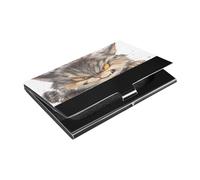 Cartoon Angry Cat 3d Slim business card holders With Leather & Stainless Steel card case holder for Protects Your Cards