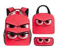 Cartoon Angry Eyes School Bag Backpack and Lunch Bag Set for Girls Boys