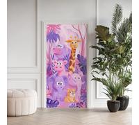 Cartoon Animal 3D Door Sticker Cute Animal Door Murals Stickers 80 x 200 cm Tropical Jungle Self Adhesive Door Wallpaper PVC Removable for Living Room Bedroom Bathroom