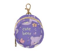 Cartoon Animal Bear Cute Purple Baby Girl Pacifier Case Holder Portable Wristlet Wallet, Everything Storage pouching Tapas para chupones de