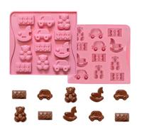 Cartoon Animal Car Silicone Mold, 11-in-1 Creative Chocolate Cookie Baking Tool, Easy Release, for Candy, Ice Cube, Soap Making (17.7 * 16.5cm)
