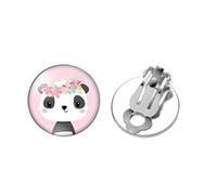 Cartoon Animal Clip On Earrings Panda, Monkey, Bunny, Deer, Elephant, Tiger, Zeebra, Giraffe & Lion styles (Panda)