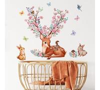 Cartoon Animal Deer Vine Wall Sticker, 42 x 52 in, Removable PVC Decal, Self-Adhesive & Easy to Apply/Remove, Waterproof & Reusable, Children's Room Decor(B)