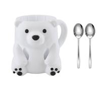 Cartoon Animal Dessert Accessories Ergonomic Grip and Double Spoons Secret Drawer Ice Cream Pints Cup Holder Set Cute Animal Ice Cream Holder