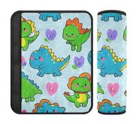 Cartoon Animal Dinosaur Colorful 2 Pack car Seats Strap Covers, Stop seat Belt Cutting into Neck, Seatbelt Cushion for Van Auto Most Cars 10x7.7 in funda para cinturón de carro