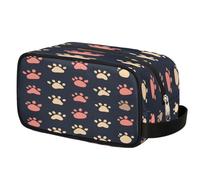 Cartoon Animal Doodle Paws Toiletry Bag for Men Women, Cosmetic Makeup Bag with Handle, Travel Shaving Kit Organizer, Waterproof Portable Wash Bag for Gym Vacation Camping Sports