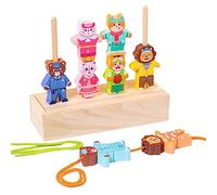 Cartoon Animal Dress up Pillars Toy Wood Stacking Block Toy Educational Toy for Children Hand-Eye Coordination Training