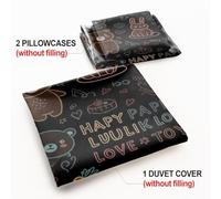 Cartoon Animal Duvet Cover Single Neon Graffiti Style Bear & Friends Bedding Set - Soft Microfiber Kids Bedding for Children's Room Decor (style3,King240x220cm+50x75cm*2)