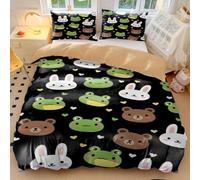 Cartoon Animal Duvet Cover Single Neon Graffiti Style Bear & Friends Bedding Set - Soft Microfiber Kids Bedding for Children's Room Decor (style4,King 240x220cm+65x65cm*2)