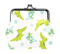 Cartoon Animal Green Crocodiles Pattern Coin Purses Wallets Vintage Pouch Bags for Gift