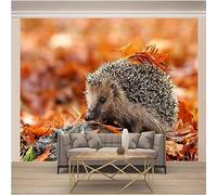 Cartoon Animal Hedgehog Leaves Art 3D Wallpaper Textured Silk Easy Install Living Room Sofa Bedroom Dining Room Home Decoration Wall-350cm×256cm