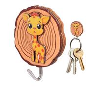 Cartoon Animal Hook - 2.3" x 2.3" Self Adhesive Wooden Hanger Durable Adhesive Frame | Heavy Duty Utility Holder Decorative Organizer for Coat, Robe, Hat