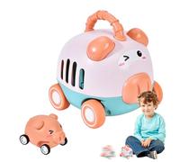 Cartoon Animal Inertia Car - 6 Inches Press Go Sliding Vehicle Toy, Fun Friction Race Car for Boys Girls, Early Learning Motor Skills Development Toy, Travel Play Use