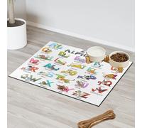 Cartoon Animal Letter Pet Feeding Mat for Cat Dog Water Bowl Food Mats Alphabet Letter Pet Feeding Mats Absorbent Nti-Slip Contain Spills Protects Floors Placemat 60.9 x 81.2 cm