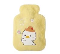 Cartoon Animal Pattern 250/500/1000ML Plush Hot Water Bottle Bag Filled Explosion-Proof Hand Warmer Mini Portable Belly for Winter(1000ml-yellow)