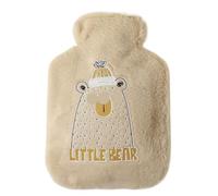 Cartoon Animal Pattern 250/500/1000ML Plush Hot Water Bottle Bag Filled Explosion-Proof Hand Warmer Mini Portable Belly for Keeping Neck and Shoulders Warm(500ml-brown)