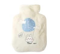Cartoon Animal Pattern 250/500/1000ML Plush Hot Water Bottle Bag Filled Explosion-Proof Hand Warmer Mini Portable Belly for Winter(1000ml-white)