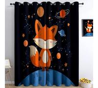 Cartoon Animal Planet Fox Blackout Curtains For Bedroom 3D Print Thermal Insulated Noise Reducting Eyelet Curtain Drapes 2 Panels For Living Room Kids Room Curtains Multicolor W52 X L63 Inch