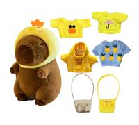 Cartoon Animal Plushy - Capybara Plush with Accessories, Soft Dress-Up Toy | 9 Inch Capybara Stuffed Animal with Removable Outfits, Cute Plush Gift for Boys, Girls, Kids, Room Decor, Travel Buddy