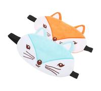 Cartoon Animal Sleep Eye Mask 2pcs Satin Cotton Orange Blue