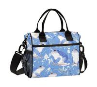 Cartoon Animal Toad Sky Blue Waterproof Heavy Duty Lunch Bag with Shoulder Strap Lunch Boxes for Adults for School loncheras para Mujeres de Trabajo