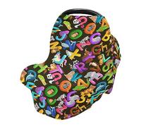 Cartoon Animals Alphabet Car Seat Covers for Babies Stretchy & Soft High Chair Cover Breathable Shopping Cart Cover Shower Gifts